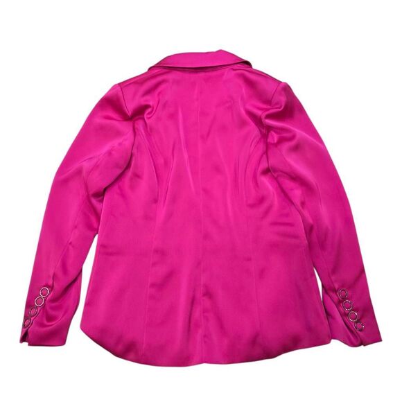Nova Luxe Blazer Women's Medium‎ Hot Pink Long Sleeve Notch Lapel O-Ring Detail - Picture 7 of 8